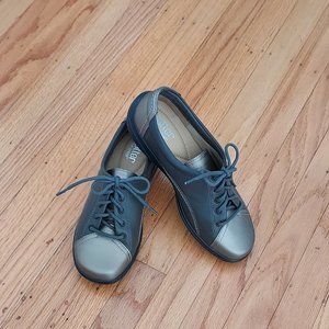 Leather brown/bronze two tone shoe